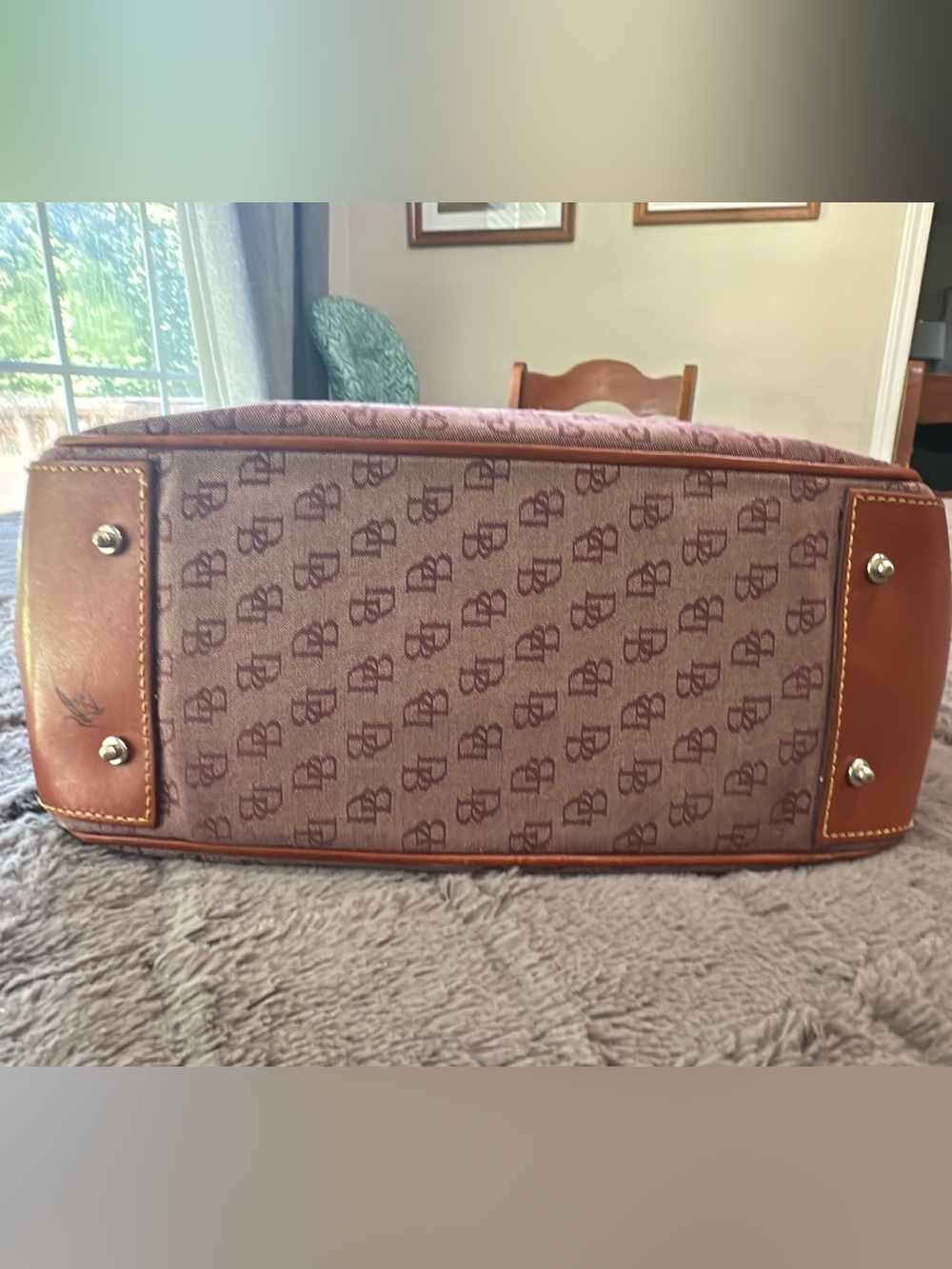 Dooney & Bourke Monogram
Canvas & Leather Satchel NEEDS CLEANING INSIDE (bags21) - Picture 3 of 16